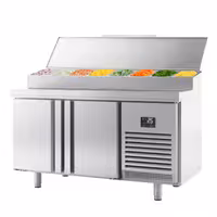 Table réfrigérée de préparation pour boulangerie - avec 2 portes - dimensions de compartiment EN - superstructure en inox 9x GN 1/4