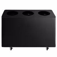 Ecoponto - em rodas - 3 compartimentos de 25L cada - 960x640x360mm - com rodas - 2 rodas com travão, autocolantes de separação incluídos - Preto - Aço (estrutura) & Plástico (recipientes)
