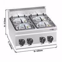 Plinsko kuhalo - 19,0 kW - 4 plamenika - nadpultni - 600x600x410 mm
