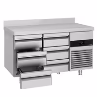 Commercial Counter Fridge PREMIUM - 1400x700mm - with 6 drawers - with upstand - capacity 281 litres