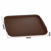 (10 kom) Poslužavnik za kantinu - ABS plastik - 530x370 mm - Visina: 20 mm - Smeđi - s protukliznom površinom