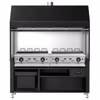 Commercial Gas Chargrill BERLIN - 1760mm - 790mm Deep - 8 Grill Grids - 28kW - Black