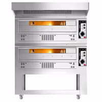Gas Deck Pizza Oven - Twin Deck - Firebrick Base - 6+6 x Ø 33cm (13") - 230V Single Phase - Mechanical Controls - up to 370°C - incl. Hood & Base frame