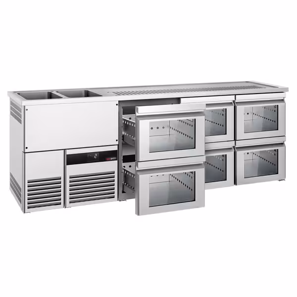 Pivski šank PREMIUM - 2500x700 mm - 6 Staklene ladice