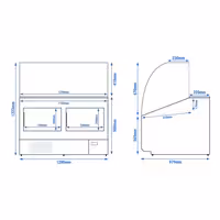 Serve Over Counter - 1256mm - front panel red - capacity 262 litres