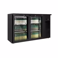 Rashladni pult za pića PREMIUM PLUS - 1435x512 mm - 264 l - 2 staklena vrata, LED osvjetljenje & samouzvarajuća vrata - crna