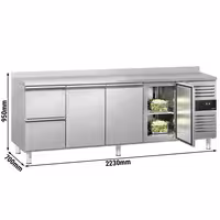 ECO rashladni pult – 2230 x 700 mm – s 3 vrata – 2 ladice – s nadvratnikom