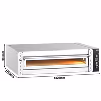 Electric Deck Pizza Oven - Single Deck - Refractory Stone Deck - 9 x Ø 30cm (12") - up to 450°C - Mechanical Controls
