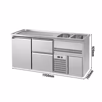 Direct Draw Beer Dispenser / Kegerator PREMIUM – 1-Door – Right 2-Sink – 1950×700 mm – 2 Cooled Drawers