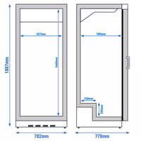 Lagerkühlschrank Edelstahl PREMIUM - 600 Liter - mit 1 Tür - Innenseite der Tür aus Kunststoff
