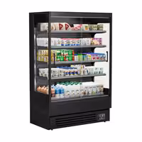 Commercial multideck display fridge - 1320mm - 595L - with 2 sliding glass doors & 4 shelves - Black