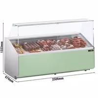 Chladicí pult - 2500 mm - přední panel světle zelený