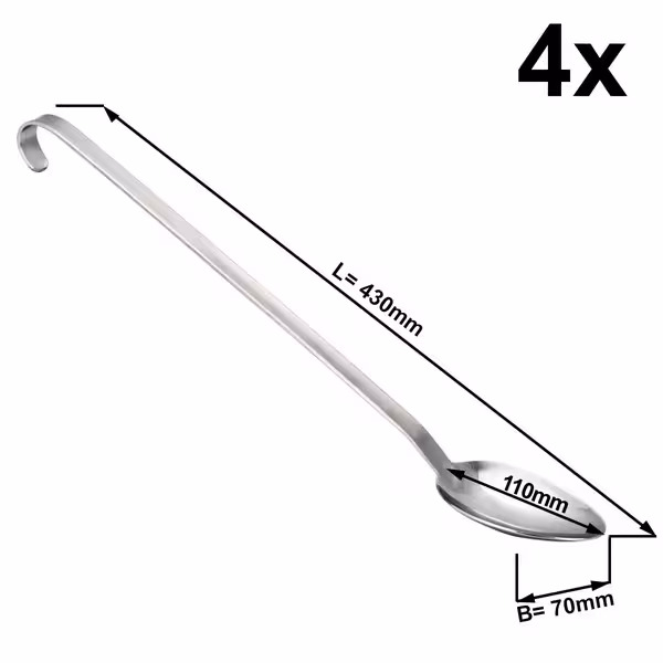 (4 buc) Polonic de servire - Ø 70 mm - Lungime: 420 mm - oțel inoxidabil