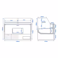 Csemegepult - 1580x975 mm - 140 liter - ventilációs - egyenes frontüveges - fekete - márvány munkalap