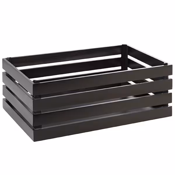 Ahşap Sunum Kutusu - SUPERBOX - Siyah - 555x350x200mm - GN 1/1 ile uyumlu
