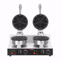 Commercial Waffle Maker - Double - Manual - 2.6kW - Shape: Hearts - Ø 180mm - plates with Teflon coating