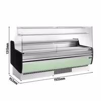 Serve Over Counter - 1935mm - front and sides glass, rear open - capacity 213 litres - front panel light green