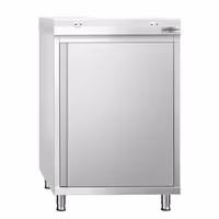 Arbetskåp i rostfritt stål PREMIUM - 600x700 mm - med 1 gångjärnsdörr - inkl. skärbräda vit