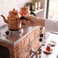 Commercial Gas & Electric Copper Tea Urn - 770mm - 22 Litres - Istanbul Design