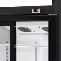 Commercial Beverage Display Fridge - 1295mm - 880 Litres - with 2 sliding glass doors - LED lighting - digital controller with temperature display - Black - Temperature range 2 to 8 °C