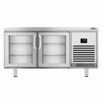 Stół chłodniczy barowy do napojów Premium PLUS – 1618 x 800 mm – z 2 drzwiami szklanymi
