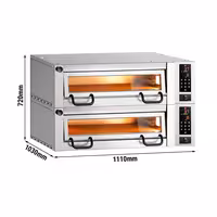 Electric Deck Pizza Oven Power - Twin Deck - Refractory Stone Deck - 4+4 x Ø 34cm (13") - Touchscreen Controls - up to 450°C