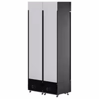 (2 pcs) Commercial Beverage Display Fridge with Illuminated Canopy - 870mm - 290 Litres - with 2 hinged glass doors - LED lighting - digital controller with temperature display - Black - Temperature range 1 to 10 °C