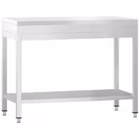 Tavolo da lavoro in acciaio inox PREMIUM - 800x600mm - con ripiano inferiore - con tagliere in polietilene Bianco