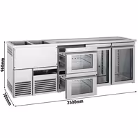 Pivski štand PREMIUM - 2500x700 mm - 2 Staklena vrata & 2 Staklene ladice
