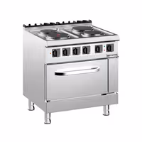 Fogão elétrico - 15,2kW - 4 placas redondas - com forno a gás estático - 6kW