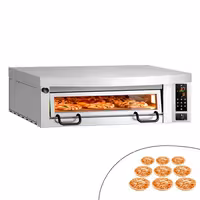Electric Deck Pizza Oven Power - Single Deck - Refractory Stone Deck - 9 x Ø 34cm (13.4") - Digital Controls - incl. Stainless steel hood