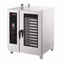 Commercial Electric Combi Oven - Touchscreen Controls - 10x GN 1/1 - incl. Automatic washing system, Core temperature probe, Boiler-based steam generator & Rack trolley