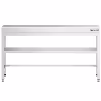 Rozsdamentes acél munkaasztal PREMIUM - 2000x800 mm - alsó polccal & lábösszekötővel
