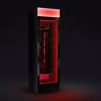 Frigorífico expositor de bebidas - 595mm - 345L - design sem moldura - 1 porta de vidro & iluminação LED multicolorida - com indicação/painel digital de temperatura - Preto