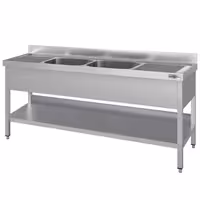 Sudoper ECO - 2000x700 mm - s donjom policom - s 2 koritima - korita sredina - inox