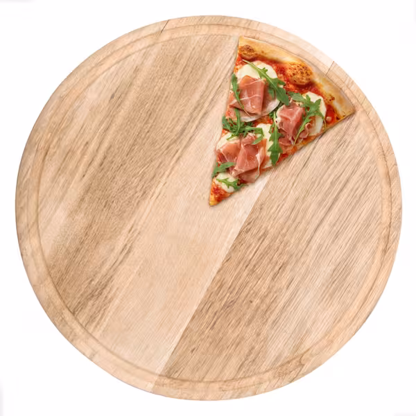 Pizza Tabağı - Yuvarlak Düz - Ahşap, Ø420mm, Oluklu/Kanallı Yüzey