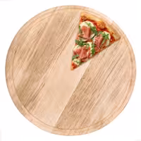Pizza Tabağı - Yuvarlak Düz - Ahşap, Ø420mm, Oluklu/Kanallı Yüzey