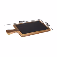 (6 pcs) Serving Board - FUSIONA - 2-piece set - incl. slate plate - acacia wood - 340x180mm