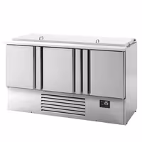 Pult za pripremu salate PREMIUM PLUS - 1460 mm - 3 vrata - s ugradnim ležištem za 9x GN 1/3 & 6x GN 1/6 i poklopac od nehrđajućeg čelika