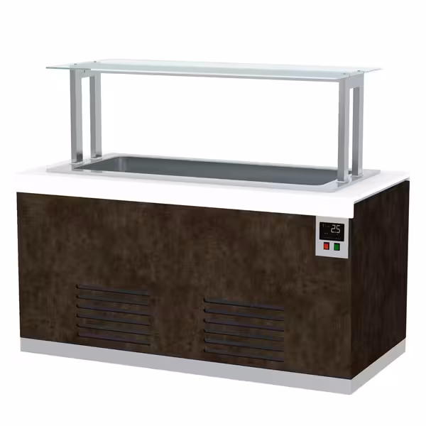 Buffet-tiski PRAG - 1100 mm - varustettu: Kylmäwanne - 2 GN 1/1 -astiaa - pyörillä