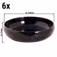 (6 adet) BAMA BLUE - Çukur Tabak Yuvarlak - Steinzeug, Ø220mm, Mavi