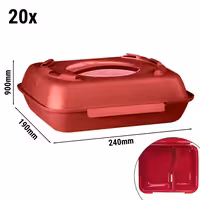 (20 kom) Menubox (višekratni) - 600 ml - 2-dijelna - 240x190x90 mm - sa stapanjem - himbeerrot/altrosa