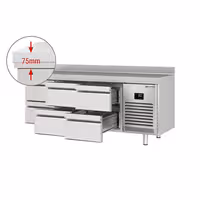 Aukstuma galds PREMIUM PLUS - 1960x600 mm - 385 l - ar 6 atvilktnēm - Ar apmali