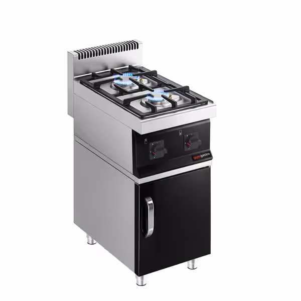 Fogón a gas de sobremesa - 10kW - 2 fuegos - con subestructura con 1 puerta