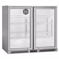 Commercial Back Bar Cooler - 900mm - 220 litres - with 2 glass swing doors - Grey