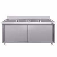 Sudoper s ormarićem ECO - inox - 1800 x 700 mm - sa 2 korita - korita sredina