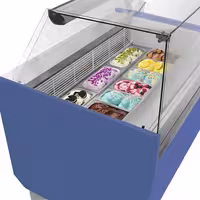 Ice Cream Display Freezer | LIAM - 1310mm - Static cooling - with LED lighting - for 10 x 5 litres Napoli pans - Blue