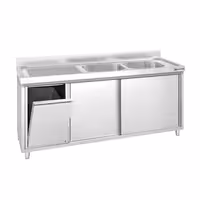 PREMIUM umivaonik – 1800 x 600 mm – s košem za smeće i 2 sudopere na desnoj strani