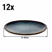 (12 adet) ECCENTRIC - Düz Tabak - Yuvarlak Düz - Porselen, Ø280mm, Petrol Mavisi