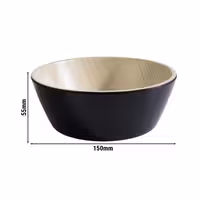 (6 adet) Kase - Melamin - FRIDA - 440ml - 150x150mm - Derinlik:55mm - Siyah/Bej
